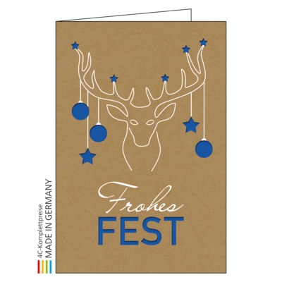 Weihnachtskarte Bestseller Motiv 03, Einlage blau 