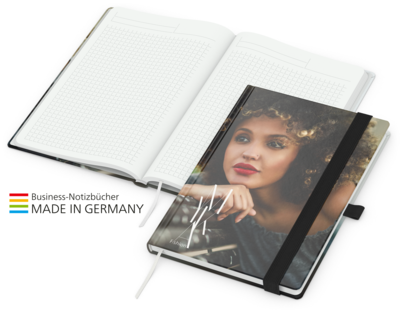 Match-Book White green+blue A5, schwarz