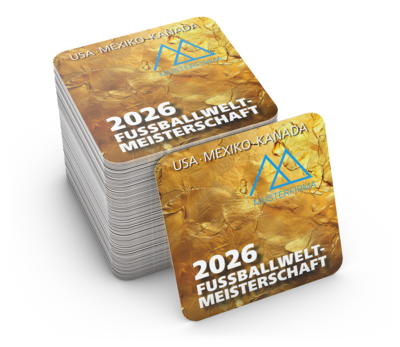 WM-Bierdeckel Bestseller, quadratisch, Motiv B – „