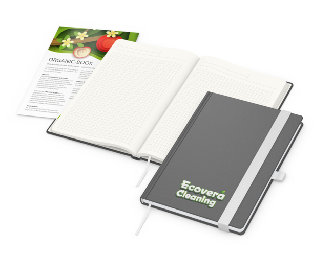 Organic-Book A5 green+blue inkl. Siebdruck-Digital