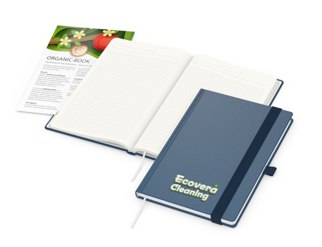 Organic-Book A5 green+blue inkl. Siebdruck-Digital
