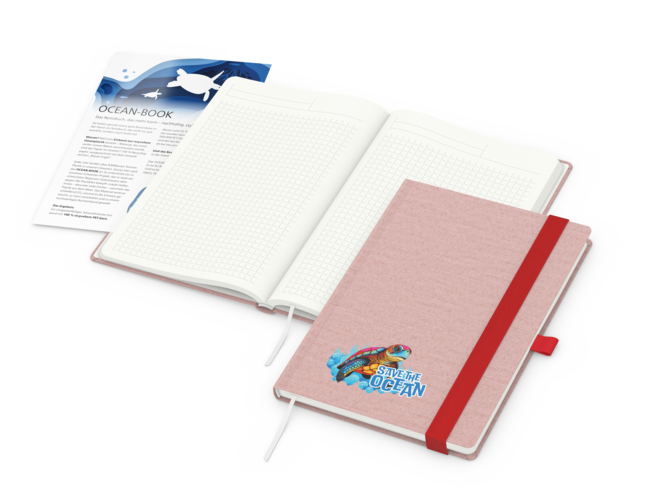 Ocean-Book A5 green+blue, Winkelkaro, rot, Info-Be