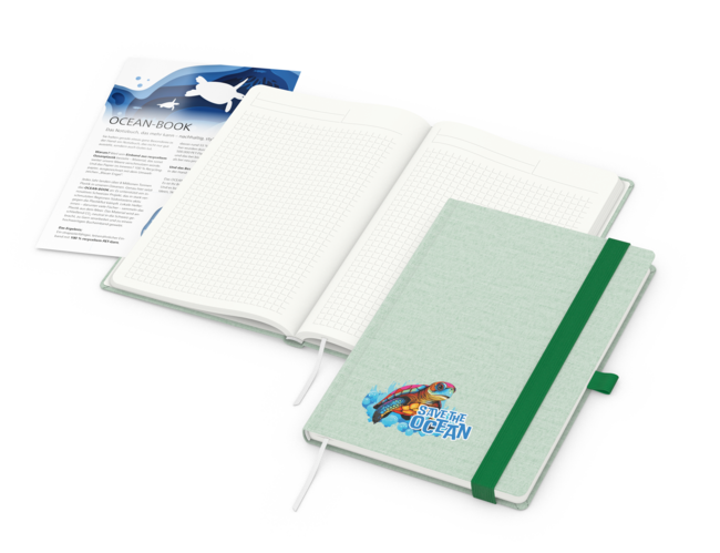 Ocean-Book A5 green+blue, Winkelkaro, grün, Info-B